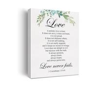 Love is Patient Love is Kind Christian Scripture Print 1 Corinthians 13 4 8 Positive Wall Art Home Bedroom Decor(Framed,12x18inch(30x45cm))