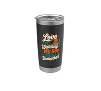 Love Is Watching My Son Jugar Baloncesto Padre Vaso térmico de acero inoxidable de doble pared