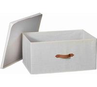 LOVE IT STORE IT Caja de almacenaje con tapa - Caja de mezcla de lino y algodón - Reforzada con madera - Extra grande - Estable - Beige - 54 x 40 x 25 cm