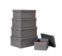 LOVE IT STORE IT - Caja de almacenaje con tapa de tela (5 unidades, varios tamaños), color gris