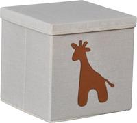 LOVE IT STORE IT - Caja de almacenamiento con tapa premium - de tela - Plegable - Refuerzo de madera - para habitación infantil - Compatible con estante cubo - 30 x 30 x 30 cm - Beige diseño de jirafa