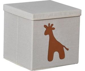 LOVE IT STORE IT - Caja de almacenamiento con tapa premium - de tela - Plegable - Refuerzo de madera - para habitación infantil - Compatible con estante cubo - 30 x 30 x 30 cm - Beige diseño de jirafa
