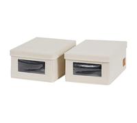 LOVE IT STORE IT - Caja de zapatos apilable, con ventana, almacenamiento de zapatos protegido contra el polvo, paquete de 2 unidades, color beige - 34 x 23 x 15 cm