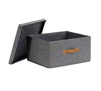 Love IT Store IT Premium Caja de Almacenamiento de Tela con Tapa - Hecho de Tela de Lino Reforzado con Madera - Extra Grande y Estable - Gris - 43 x 33 x 21 cm