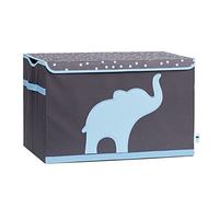 Love IT Store IT Store IT Caja de Almacenamiento con Tapa - Caja de Juguetes Grande de Tela - Reforzada con Madera - Lavable - Gris con Elefante Azul - 62 x 38 x 39 cm