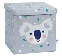 LOVE IT STORE IT STORE IT - Caja de almacenamiento con tapa - Inserto Kallax de tela - Reforzado con madera - Cuadrado y estable - Gris con koala - 33 x 33 x 33 cm