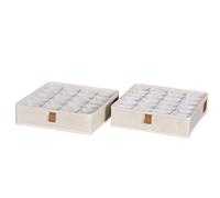 LOVE IT STORE IT STORE IT - Juego de 2 cajas de almacenamiento con 24 compartimentos para ropa y ropa interior - Cajas de tela plegables - Beige - 30 x 30 x 8 cm