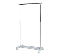 Love IT Store IT Store IT - Perchero con Ruedas, Altura Ajustable, 1 Barra y Estante, Muy Estable, Color Blanco y Cromo