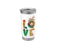 Love Jack Russell Terrier Dog Sunflower Tie Dye Leoparad Vaso térmico de acero inoxidable de doble pared