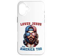 Love Jesus and America Too, bandera de EE. UU., Iglesia cristiana del 4 de julio Carcasa para iPhone 16 Plus