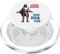 Love Jesus and America Too, bandera de EE. UU., Iglesia cristiana del 4 de julio PopSockets PopGrip para MagSafe