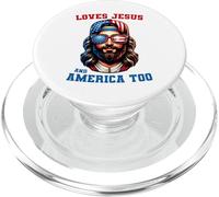 Love Jesus and America Too, bandera de EE. UU., Iglesia cristiana del 4 de julio PopSockets PopGrip para MagSafe