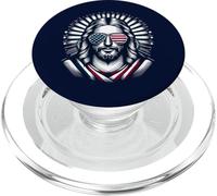Love Jesus and America Too, bandera de EE. UU., Iglesia cristiana del 4 de julio PopSockets PopGrip para MagSafe