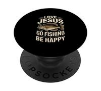 Love Jesus Go Fishing Funny Vintage Crappie Dicho PopSockets PopGrip Adhesivo