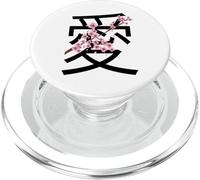Love Kanji Symbol & Sakura Flowers Valentine’s Day PopSockets PopGrip para MagSafe