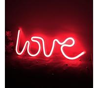 LOVE LED Letrero Neón Decoración Boda Arte Pared Decoración Luz Neón Sala Estar Nocturna Dormitorio Hogar Bar Hotel Convenientemente Portátil Reutilizable Largo Plazo Fuente Alimentación USB (Rojo)