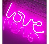 LOVE Letrero de neón, pared de neón USB o batería, neón LED como letrero de pared niñas amor fiesta de Navidad boda Sala de estar infantil, rosa