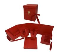 Love Letter Candy Container - Empty Flower Box | 19.8x19.8x24cm Coated Paper Greyboard Art Paper with Ribbon Decoration, Fillable Chocolate Gift Box for Birthday Wedding Proposal Confession Graduation