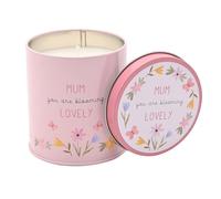 Love Life - Vela de lata amarilla con texto en inglés "Mum You are Blooming Lovely", aroma a bayas, regalo positivo para el día de la madre y cumpleaños, artículos para el hogar, tapa extraíble y