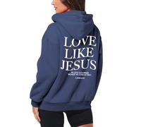 Love Like Jesús - Chaqueta con capucha para mujer con cremallera con motivos cristianos Trust in The Lord, sudadera de tela, cómoda, oversize, uso diario, informal, ropa de calle, S-3XL, 2-azul marino