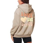 Love Like Jesús - Chaqueta con capucha para mujer con cremallera con motivos cristianos Trust in The Lord, sudadera de tela, cómoda, oversize, uso diario, informal, ropa de calle, S-3XL, 1 color beige