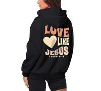 Love Like Jesús - Chaqueta con capucha para mujer con cremallera con motivos cristianos Trust in The Lord, sudadera de tela, cómoda, oversize, uso diario, informal, ropa de calle, S-3XL, 1 negro, M