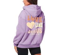 Love Like Jesús - Chaqueta con capucha para mujer con cremallera con motivos cristianos Trust in The Lord, sudadera de tela, cómoda, oversize, uso diario, informal, ropa de calle, S-3XL, 1-morado