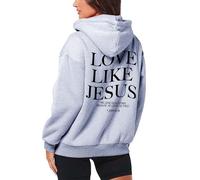Love Like Jesús - Chaqueta con capucha para mujer con cremallera con motivos cristianos Trust in The Lord, sudadera de tela, cómoda, oversize, uso diario, informal, ropa de calle, S-3XL, 2-gris claro