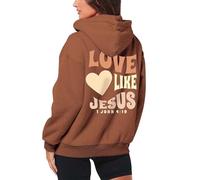 Love Like Jesús - Chaqueta con capucha para mujer con cremallera con motivos cristianos Trust in The Lord, sudadera de tela, cómoda, oversize, uso diario, informal, ropa de calle, S-3XL, 1 café., XXL