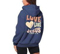 Love Like Jesús - Chaqueta con capucha para mujer con cremallera con motivos cristianos Trust in The Lord, sudadera de tela, cómoda, oversize, uso diario, informal, ropa de calle, S-3XL, 1-azul marino