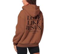 Love Like Jesús - Chaqueta con capucha para mujer con cremallera con motivos cristianos Trust in The Lord, sudadera de tela, cómoda, oversize, uso diario, informal, ropa de calle, S-3XL, 2 café, XXL