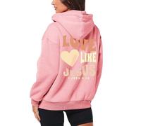 Love Like Jesús - Chaqueta con capucha para mujer con cremallera con motivos cristianos Trust in The Lord, sudadera de tela, cómoda, oversize, uso diario, informal, ropa de calle, S-3XL, 1 rosa, XL