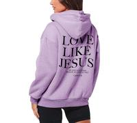 Love Like Jesús - Chaqueta con capucha para mujer con cremallera con motivos cristianos Trust in The Lord, sudadera de tela, cómoda, oversize, uso diario, informal, ropa de calle, S-3XL, 2-morado