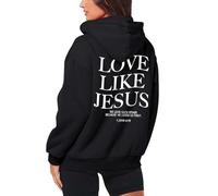 Love Like Jesús - Chaqueta con capucha para mujer con cremallera con motivos cristianos Trust in The Lord, sudadera de tela, cómoda, oversize, uso diario, informal, ropa de calle, S-3XL, 2 negros., M