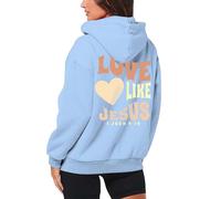 Love Like Jesús - Chaqueta con capucha para mujer con cremallera con motivos cristianos Trust in The Lord, sudadera de tela, cómoda, oversize, uso diario, informal, ropa de calle, S-3XL, 1 azul cielo