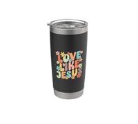 Love Like Jesus Christ Faith Christian Retro Groovy Graphic Vaso térmico de acero inoxidable de doble pared