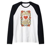 Love Like Jesus John 13:34 Diseño Cristiano Floral Camiseta Manga Raglan