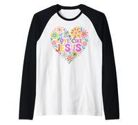 Love Like Jesus Religious God Faith Groovy Christian Girls Camiseta Manga Raglan
