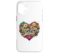 Love Like Jesus Religious God Faith Groovy Christian Girls Carcasa para iPhone 16 Plus