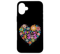 Love Like Jesus Religious God Faith Groovy Christian Girls Carcasa para iPhone 16 Plus