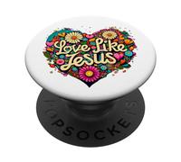 Love Like Jesus Religious God Faith Groovy Christian Girls PopSockets PopGrip Adhesivo