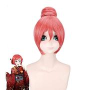 Love Live Maki Nishikino recta corta peluca de anime Cosplay sandía sintética resistente al calor pelucas rojas para mujer con bollo