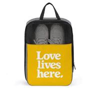Love Lives Here on - Bolsa de zapatos amarilla para viajes, uso diario, bolsa de almacenamiento antipolvo para zapatos de golf