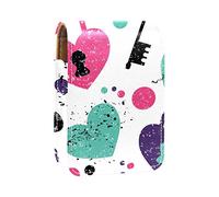 Love Lock and Key Pattern Lip Gloss Holder Case Portable Mini Lipstick Storage Box Travel Lipstick Organizer Case with Mirror for Women, Varios colores, 9.5x2x7 cm/3.7x0.8x2.7 in