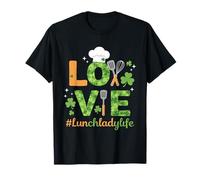 Love Lunch Lady Life Clover Chef, diseño de trébol Camiseta