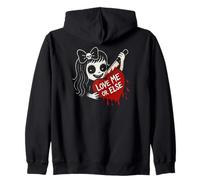 Love Me Or Else Creepy Cute Girl With Heart And Knife Sudadera con Capucha