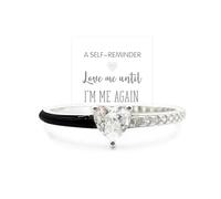 Love Me Until I'M Me Again - Anillo de medio esmalte con corte de corazón negro, anillo de amor propio, joyería de regalo de cumpleaños para mujeres, hija, esposa, amigas, 6-9, Cobre, irregular