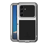 LOVE MEI - Carcasa metálica para Samsung Galaxy S25 FE de 6.7 pulgadas, carcasa metálica híbrida resistente a prueba de golpes, polvo, suciedad, nieve, aluminio resistente (plateado)