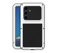 LOVE MEI - Carcasa metálica para Samsung Galaxy S25 FE de 6.7 pulgadas, carcasa metálica híbrida resistente a prueba de golpes, polvo, suciedad, nieve, aluminio resistente (blanco)