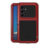 LOVE MEI - Carcasa metálica para Samsung Galaxy S25 FE de 6.7 pulgadas, carcasa metálica híbrida resistente a prueba de golpes, polvo, suciedad, nieve, aluminio resistente (rojo)